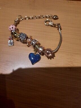 Tweens Young Gal's European Yellow& Rose Gold Charm Bracelet Bundle Lot 6"-7.75"